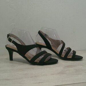 Sexy TAIMI Naturalizer Comfortable Dressy Sling Back Black Sandals SZ 8 W |Wide